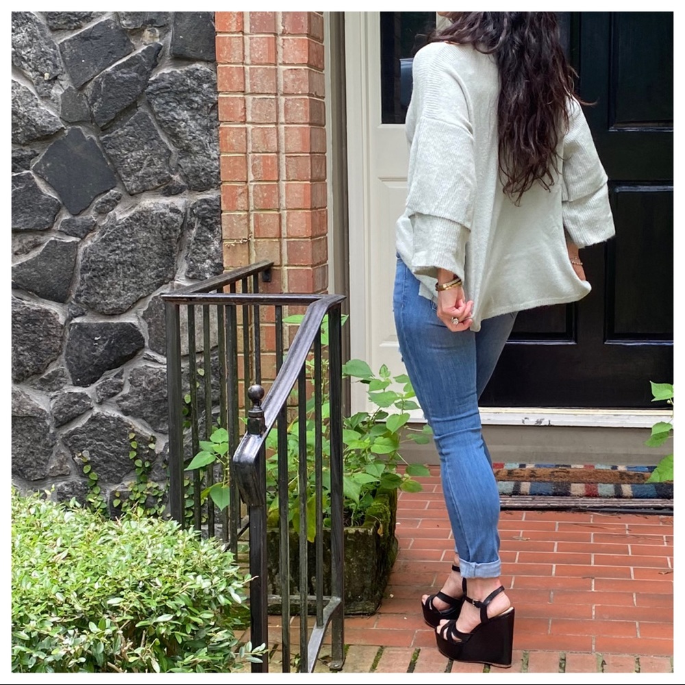 BOHO CHIC LAYERED SLEEVES LOOSE FIT SWEATER - Picture 13 of 16